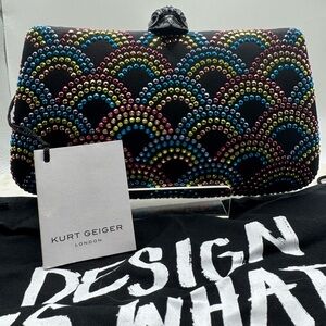 Kurt Geiger BNIB Rainbow Studded Clutch Incl Box